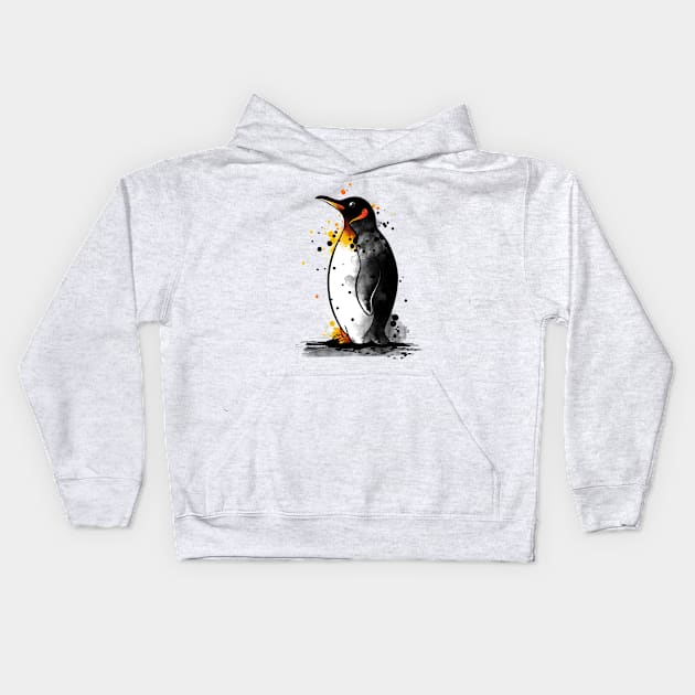 penguin watercolor Kids Hoodie by NemiMakeit